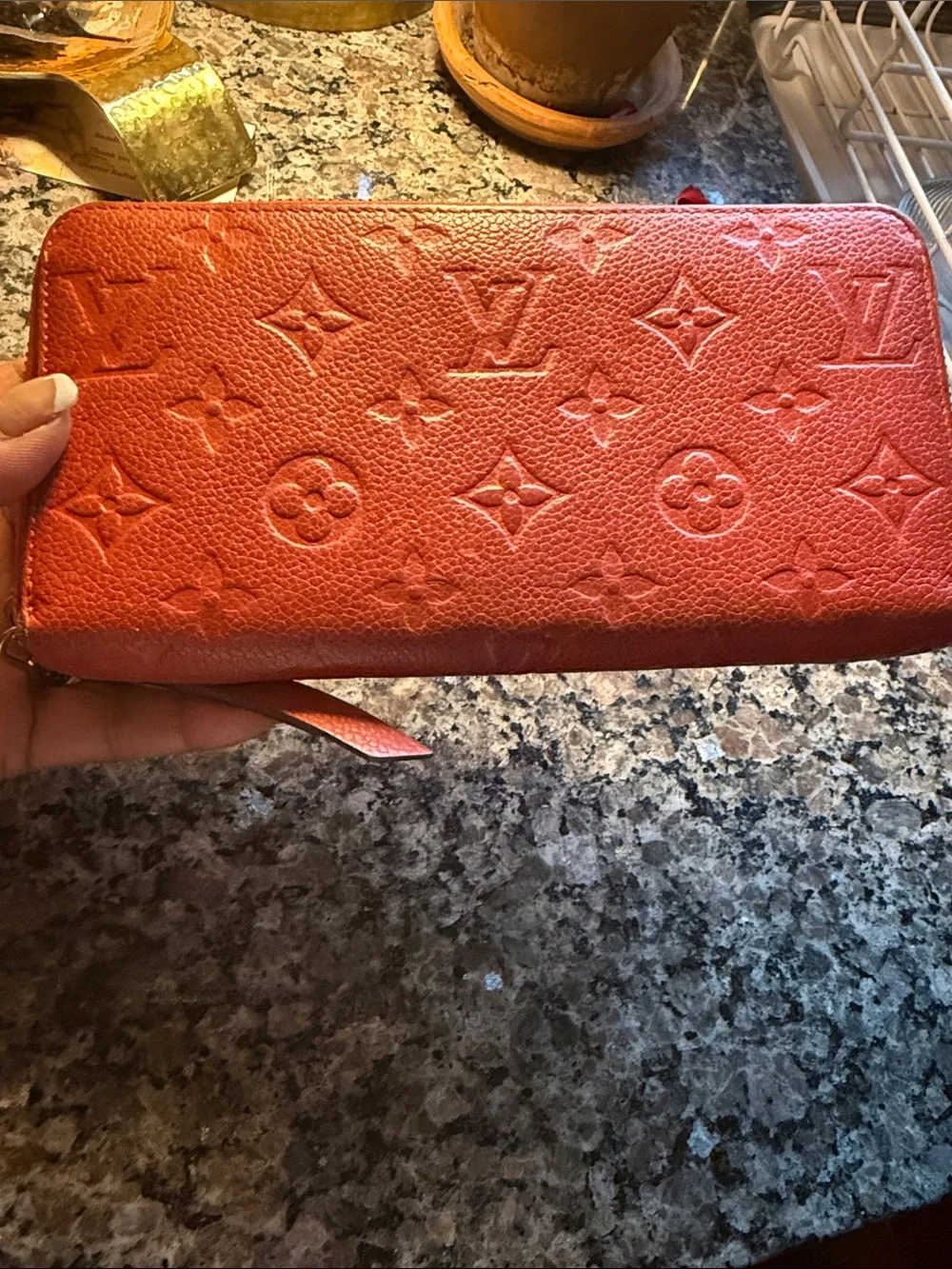Louis Vuitton Coral Embossed Monogram Zip Wallet